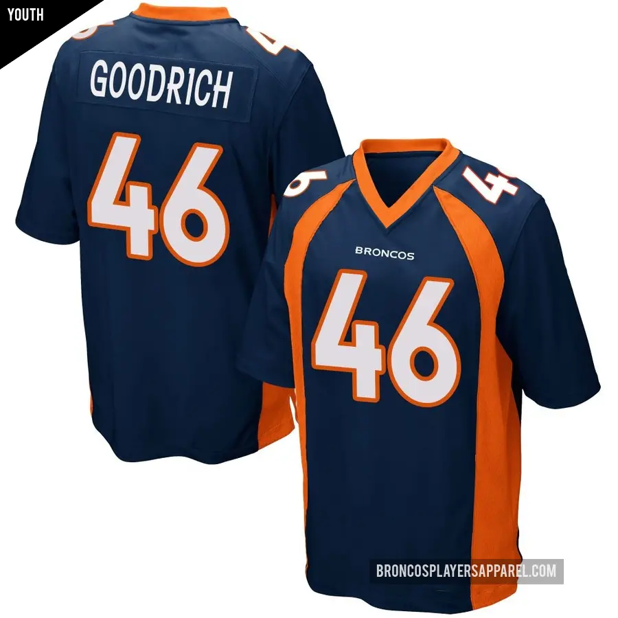 Youth Denver Broncos ＃46 Mario Goodrich Navy Blue Game Alternate Jersey