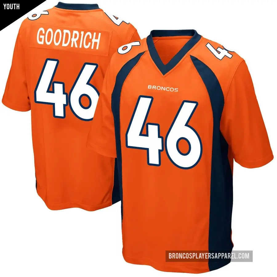 Youth Denver Broncos ＃46 Mario Goodrich Orange Game Team Color Jersey
