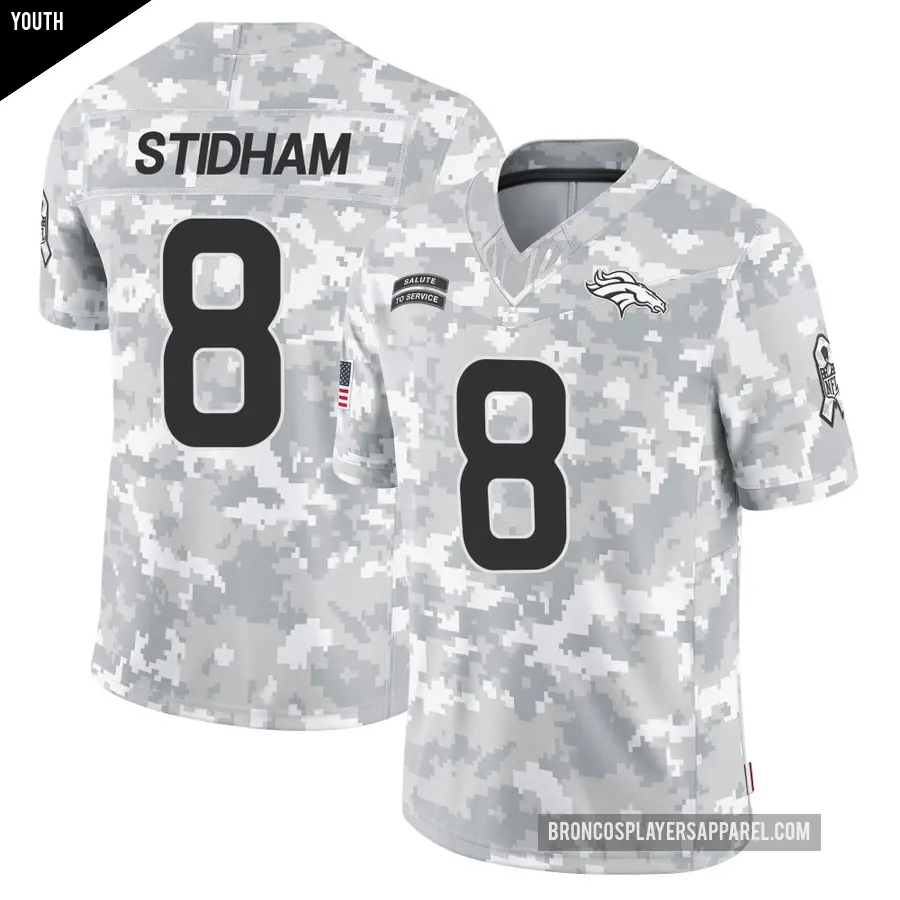Youth Denver Broncos ＃8 Jarrett Stidham Arctic Camo Limited 2024 Salute to Service Jersey