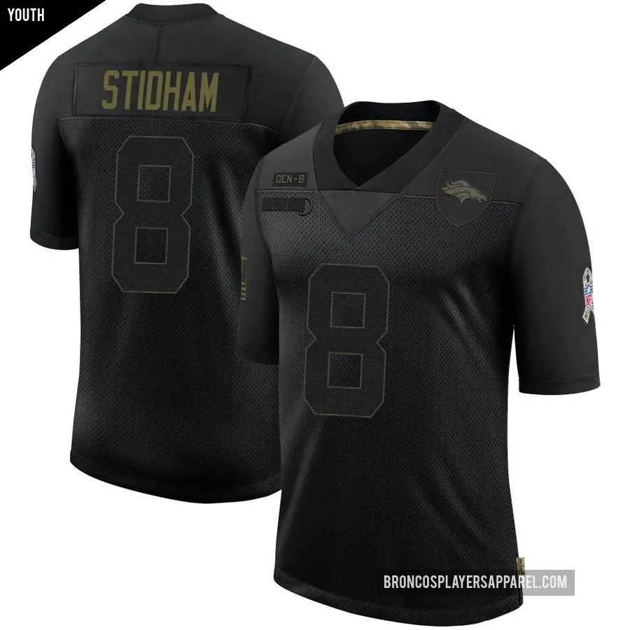 Youth Denver Broncos &#65283;8 Jarrett Stidham Black Limited 2020 Salute To Service Jersey