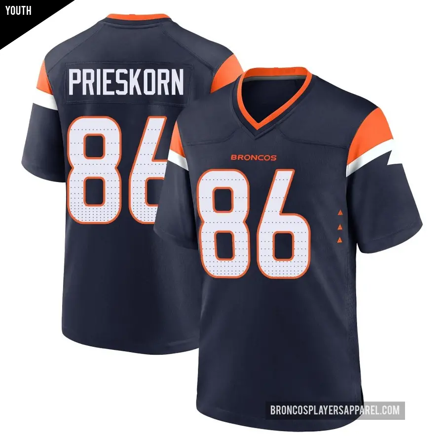 Youth Denver Broncos ＃86 Caden Prieskorn Navy Game Alternate Jersey