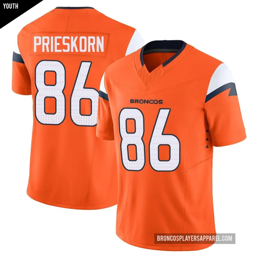 Youth Denver Broncos ＃86 Caden Prieskorn Orange Limited Vapor F.U.S.E. 2nd Jersey