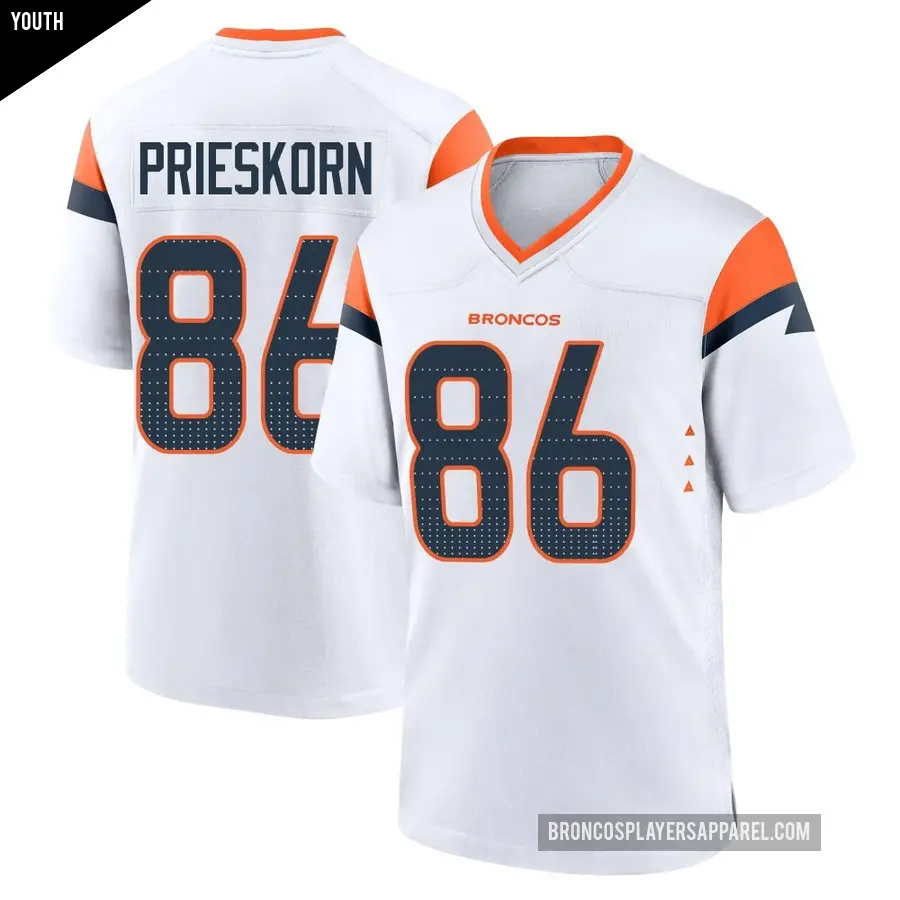 Youth Denver Broncos ＃86 Caden Prieskorn White Game 2nd Jersey