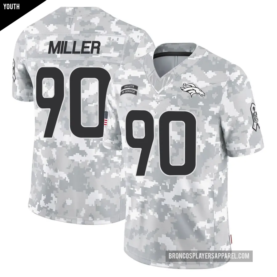 Youth Denver Broncos ＃90 Jordan Miller Arctic Camo Limited 2024 Salute to Service Jersey