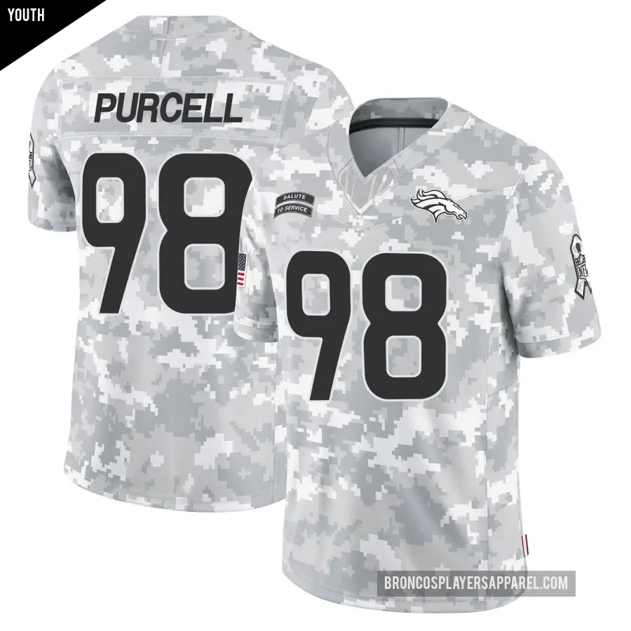 Youth Denver Broncos ＃98 Mike Purcell Arctic Camo Limited 2024 Salute to Service Jersey