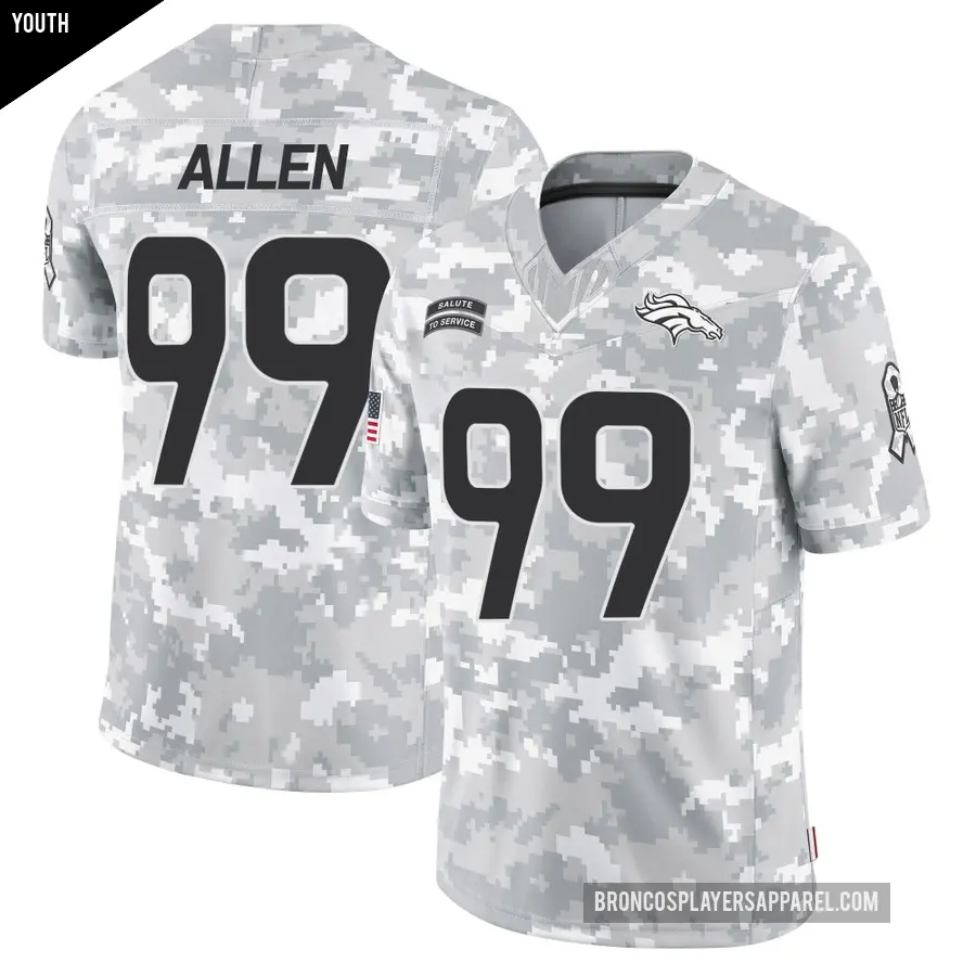 Youth Denver Broncos ＃99 Zach Allen Arctic Camo Limited 2024 Salute to Service Jersey